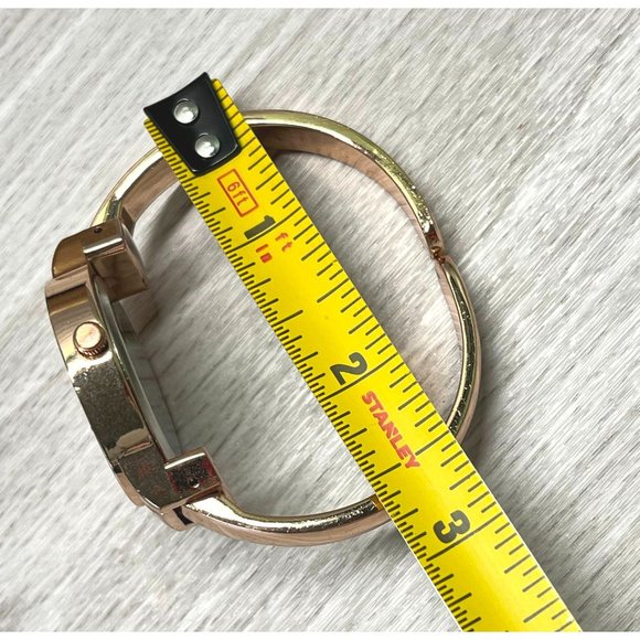 Jessica Carlyle Watch Cuff Bracelet Rose Gold Tone Quartz Rhinestones - Picture 3 of 11